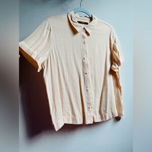 Quince Washable Stretch Silk Light Pink Short Sleeve Blouse Size Large